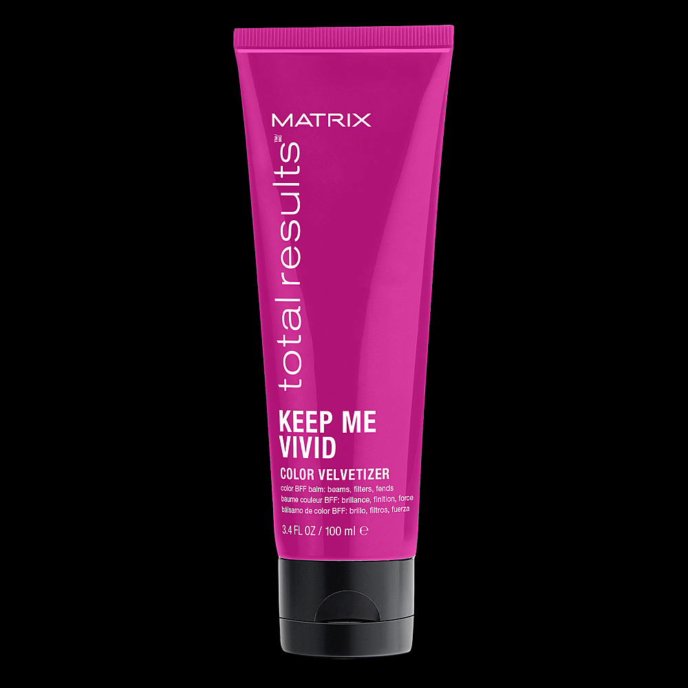  Термозащитное средство Matrix Total Results Keep Me Vivid Velvetizer защищает волосы от воздей-ствия высоких температур до 230°С, содержит UV-фильтр для защиты цвета от выгорания, придает глянцевый и насыщенный блеск 