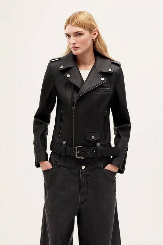 Classic leather biker jacket