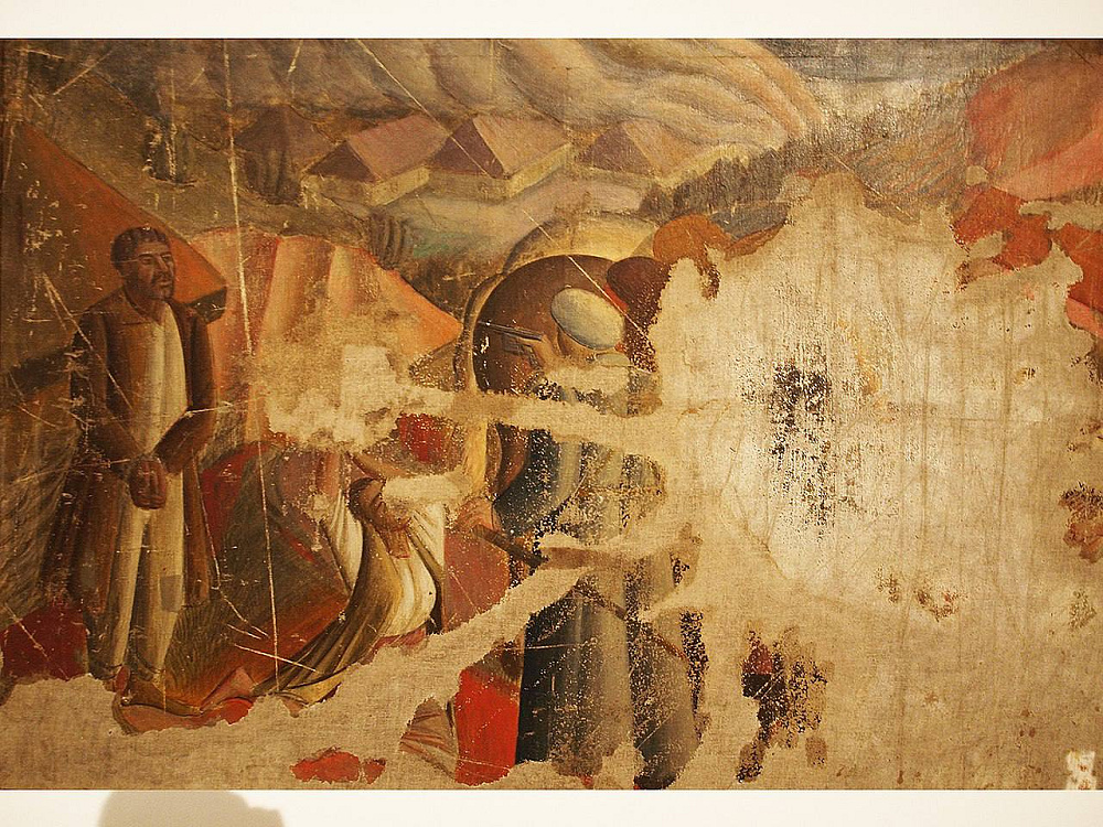 Частково знищена картина «Розстріл у Межигір'ї», 1927