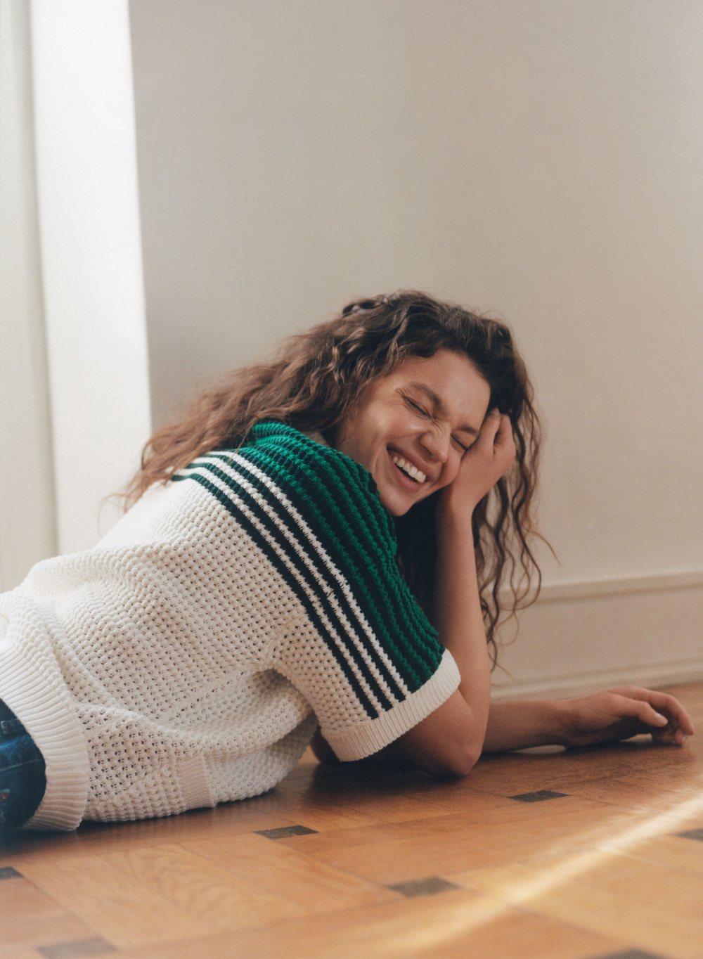 Shirt, CASABLANCA; jeans, Victoria Beckham