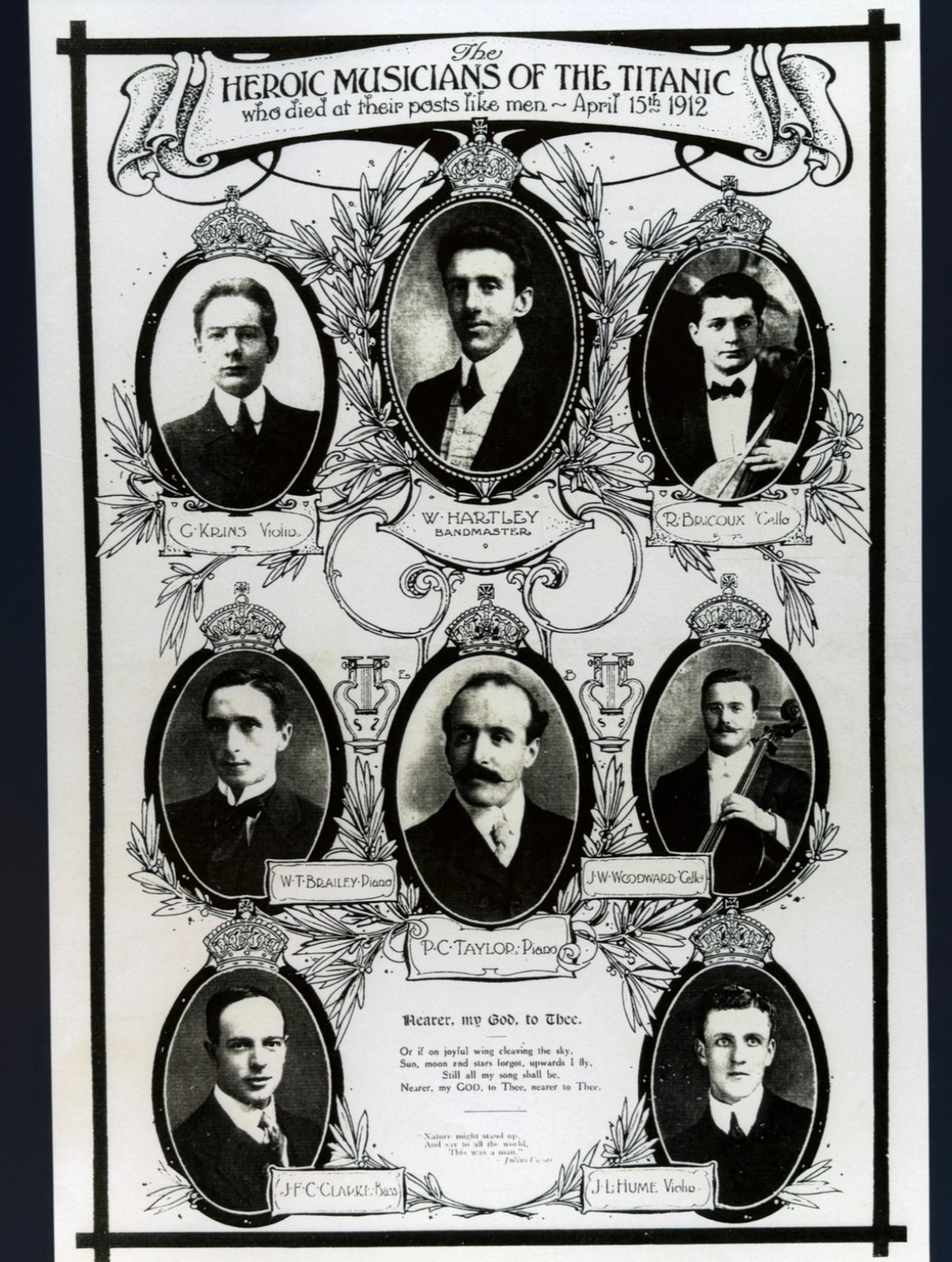 Плакат 1912 року із зображенням музикантів «Титаніка»