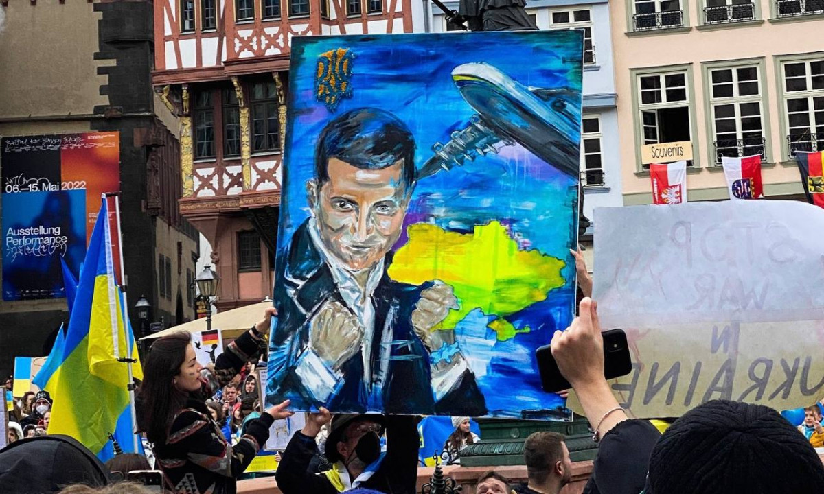 Во Франкфурте-на-Майне прошел очередной митинг в поддержку Украины 